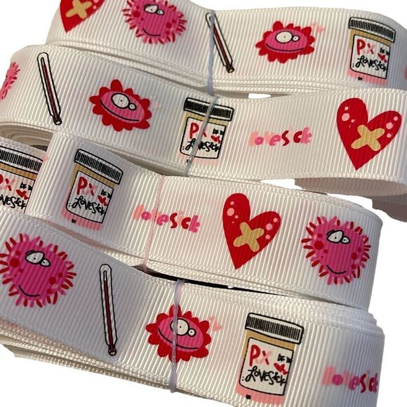Grosgrain printed Ribbon 7/8” NEW 5 yards Lovesick love sick Valentine’s Day - Picture 4 of 4